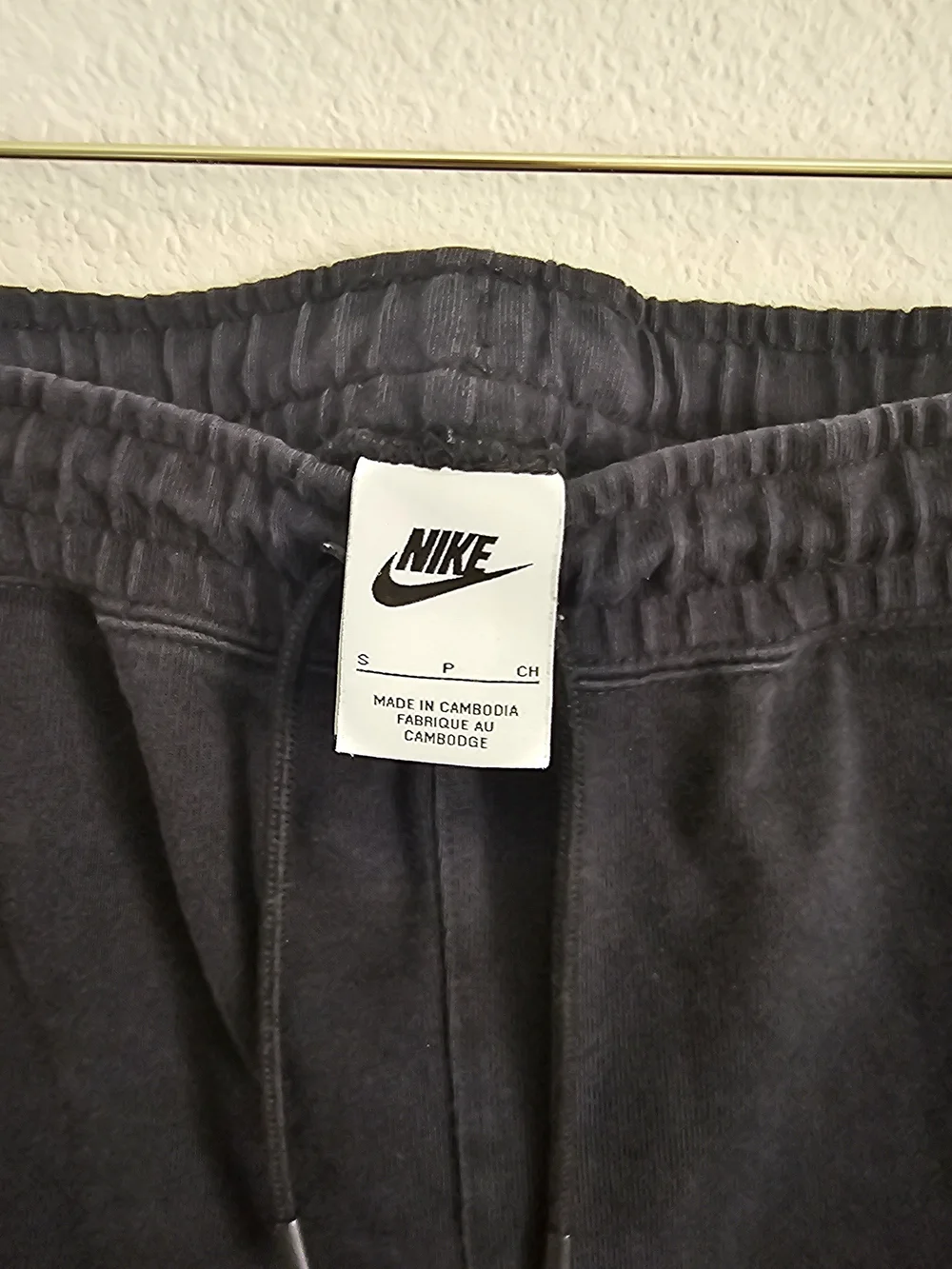 Nike Black Drawstring Fleece Shorts with White Swoosh
